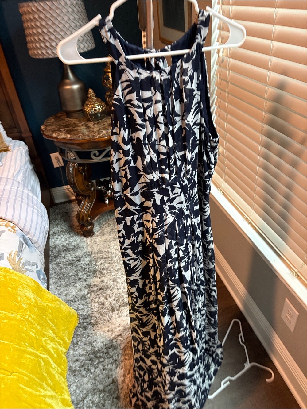 Women’s Navy and White Printed  dress - Midi